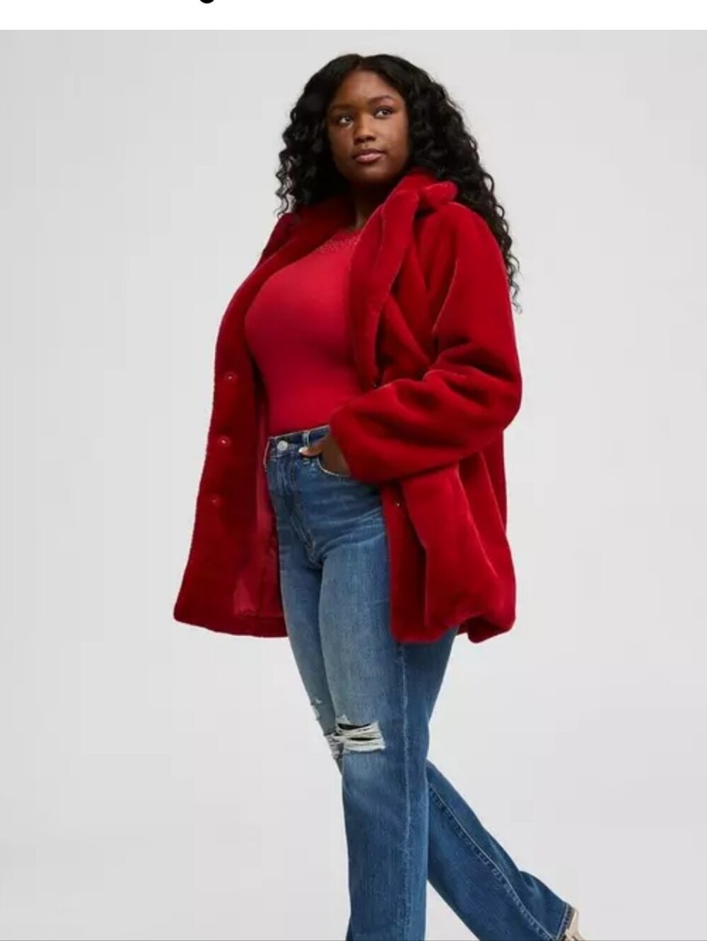 TORRID Red Plush Faux-Fur Coat Women's Sz XL 14-16 (Torrid Sz 1)
